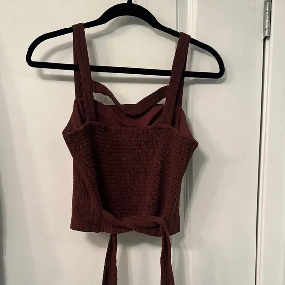 Anthropologie Burgundy Cropped Shirt - Picture 2 of 3